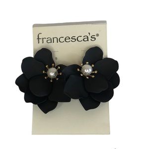 Francesca’s Black Flower Earrings NWT